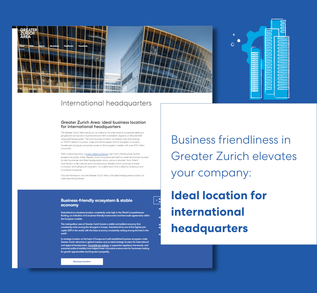 Greater Zurich's business friendly framework elevates business and attracts headquarters
