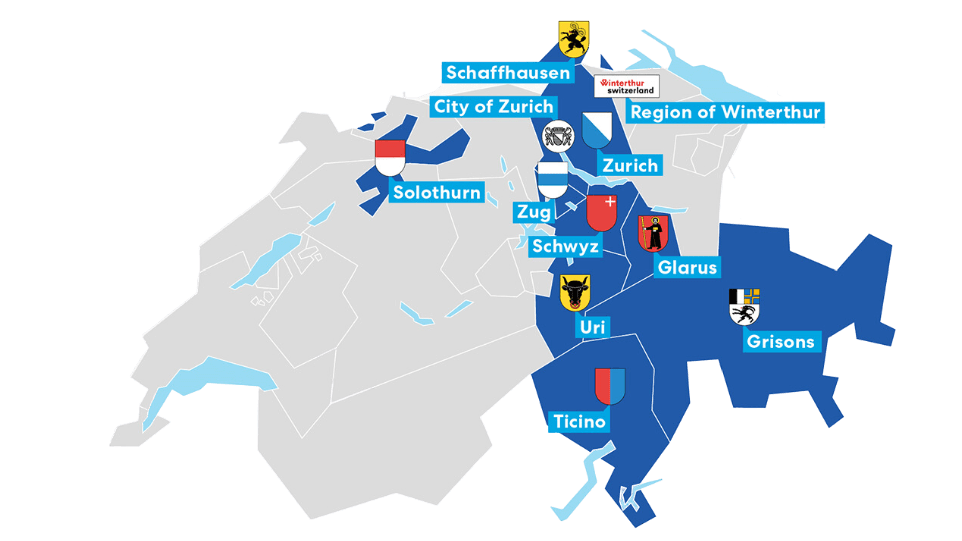 Member cantons in Greater Zurich Area